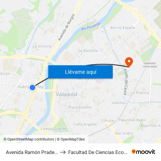 Avenida Ramón Pradera Feria De Valladolid to Facultad De Ciencias Económicas Y Empresariales map