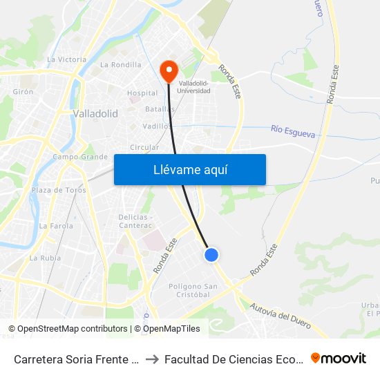 Carretera Soria Frente Polígono San Cristóbal to Facultad De Ciencias Económicas Y Empresariales map