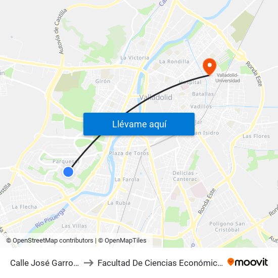 Calle José Garrote Tebar 21 to Facultad De Ciencias Económicas Y Empresariales map