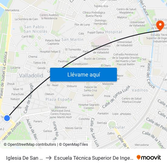 Iglesia De San Idelfonso to Escuela Técnica Superior De Ingenieros Industriales map