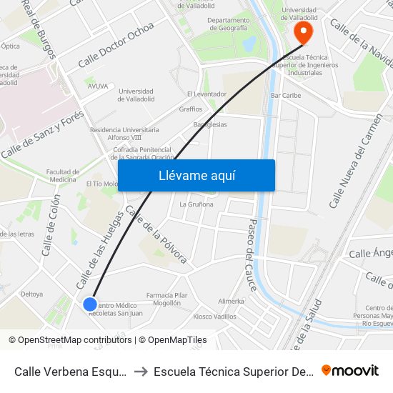 Calle Verbena Esquina Nicasio Pérez to Escuela Técnica Superior De Ingenieros Industriales map