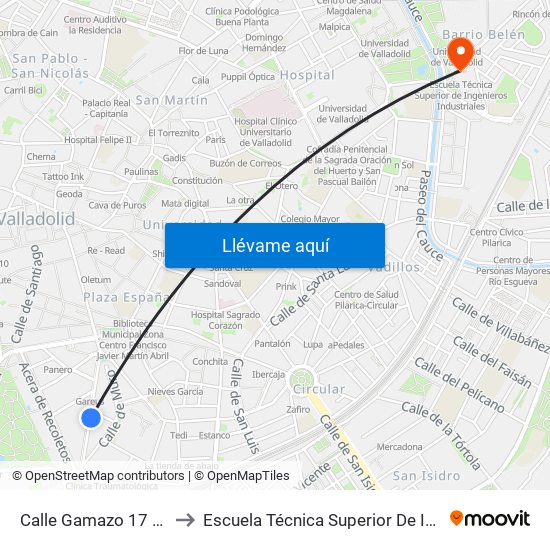 Calle Gamazo 17 Esquina Bailén to Escuela Técnica Superior De Ingenieros Industriales map