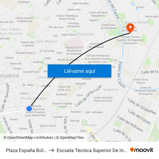 Plaza España Bola Del Mundo to Escuela Técnica Superior De Ingenieros Industriales map