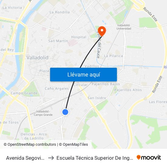 Avenida Segovia Frente 57 to Escuela Técnica Superior De Ingenieros Industriales map