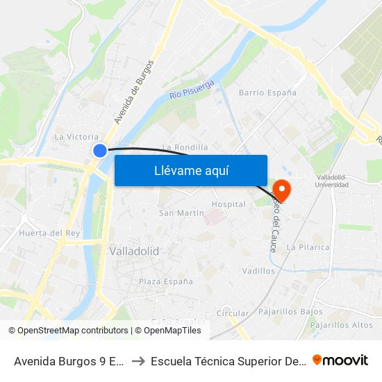 Avenida Burgos 9 Esquina La Victoria to Escuela Técnica Superior De Ingenieros Industriales map