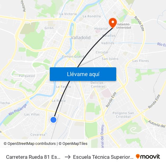 Carretera Rueda 81 Esquina Tierra De Sepúlveda to Escuela Técnica Superior De Ingenieros Industriales map