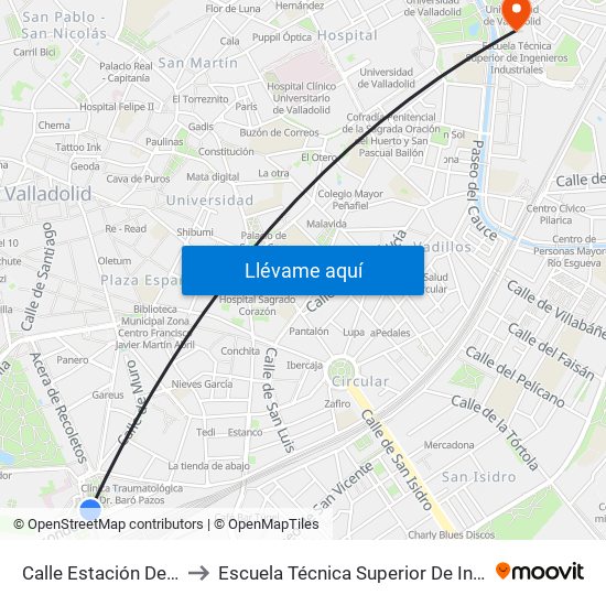 Calle Estación Del Norte Renfe to Escuela Técnica Superior De Ingenieros Industriales map