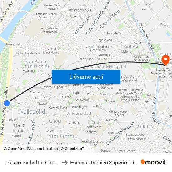 Paseo Isabel La Católica Plaza Poniente to Escuela Técnica Superior De Ingenieros Industriales map