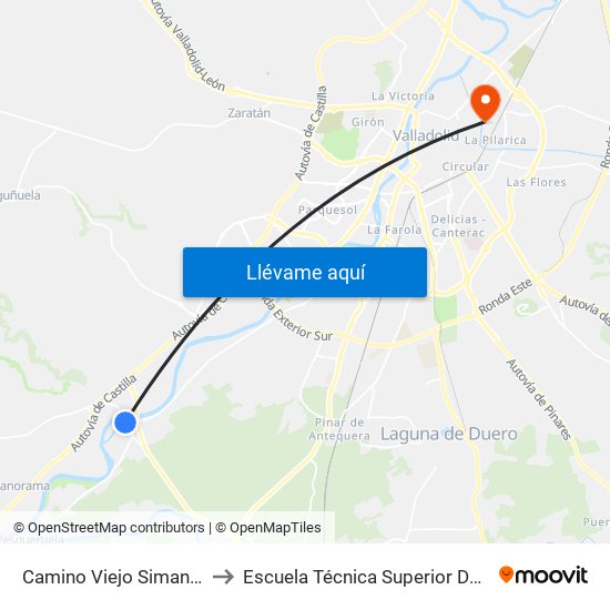 Camino Viejo Simancas Frente Puente to Escuela Técnica Superior De Ingenieros Industriales map