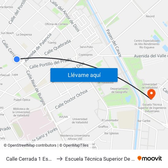 Calle Cerrada 1 Esquina Santa Clara to Escuela Técnica Superior De Ingenieros Industriales map