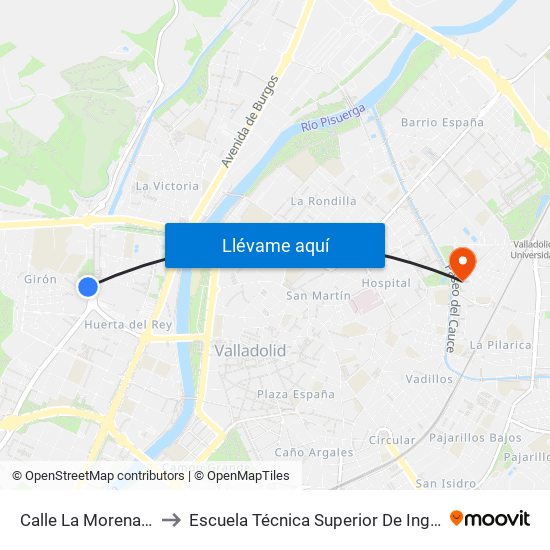 Calle La Morena 3 Bloque 2 to Escuela Técnica Superior De Ingenieros Industriales map