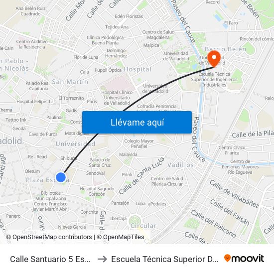 Calle Santuario 5 Esquina López Gómez to Escuela Técnica Superior De Ingenieros Industriales map