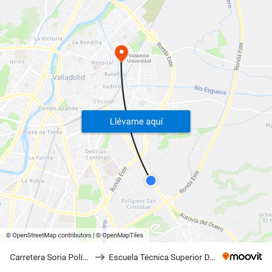 Carretera Soria Polígono San Cristóbal to Escuela Técnica Superior De Ingenieros Industriales map