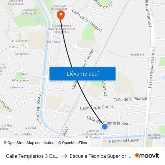 Calle Templarios 3 Esquina Puente La Reina to Escuela Técnica Superior De Ingenieros Industriales map