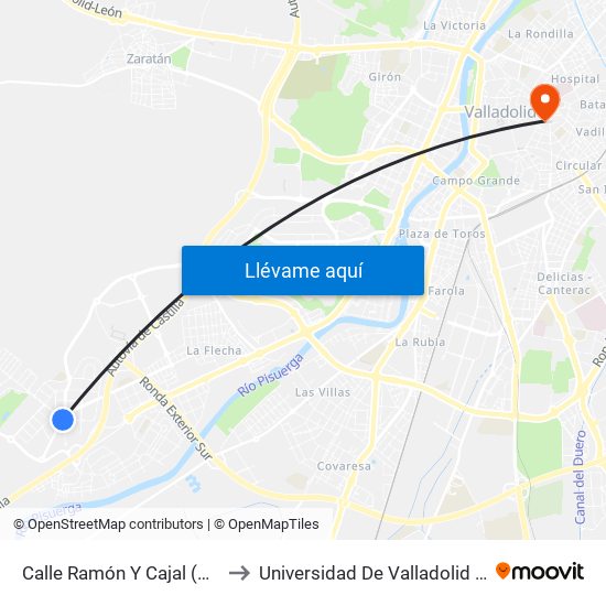 Calle Ramón Y Cajal (Parque De Mayores) to Universidad De Valladolid - Facultad De Derecho map