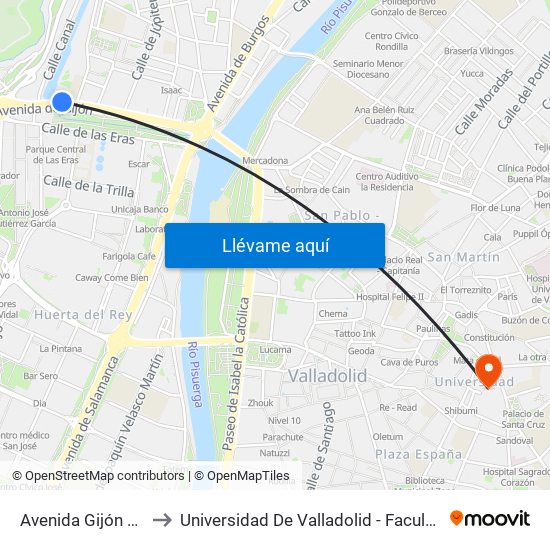 Avenida Gijón 26 Canal to Universidad De Valladolid - Facultad De Derecho map