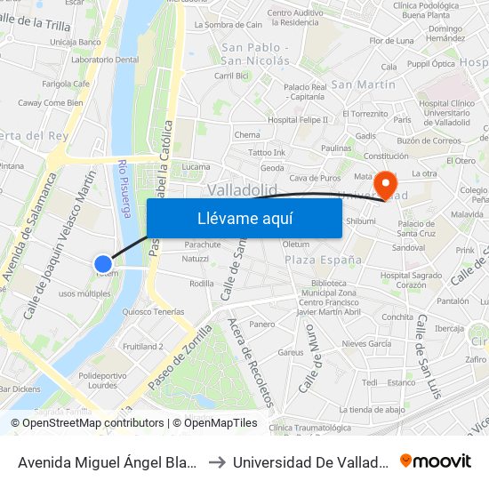 Avenida Miguel Ángel Blanco 2 Frente Plaza Del Milenio to Universidad De Valladolid - Facultad De Derecho map