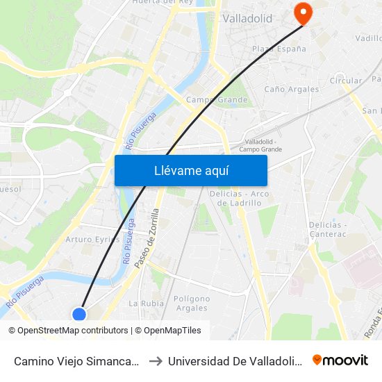 Camino Viejo Simancas 34 Barrio San Adrián to Universidad De Valladolid - Facultad De Derecho map