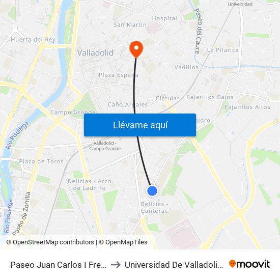 Paseo Juan Carlos I Frente Bomberos Delicias to Universidad De Valladolid - Facultad De Derecho map