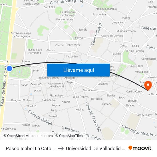 Paseo Isabel La Católica Plaza Poniente to Universidad De Valladolid - Facultad De Derecho map