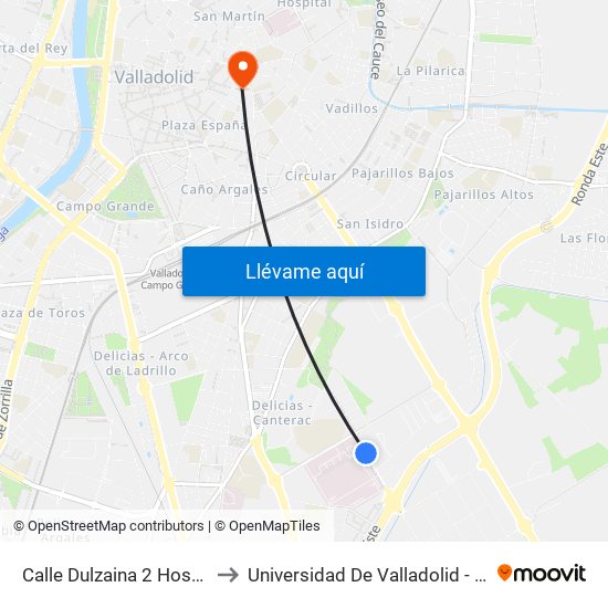 Calle Dulzaina 2 Hospital Río Hortega to Universidad De Valladolid - Facultad De Derecho map