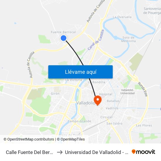 Calle Fuente Del Berrocal Gasolinera to Universidad De Valladolid - Facultad De Derecho map