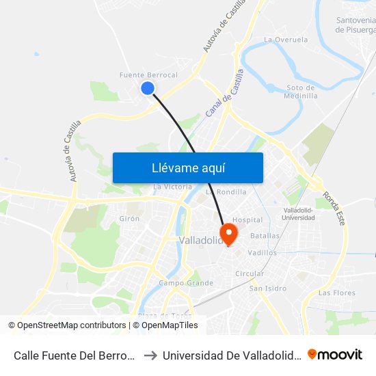 Calle Fuente Del Berrocal Frente Gasolinera to Universidad De Valladolid - Facultad De Derecho map