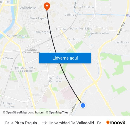 Calle Pirita Esquina Esmeralda to Universidad De Valladolid - Facultad De Derecho map