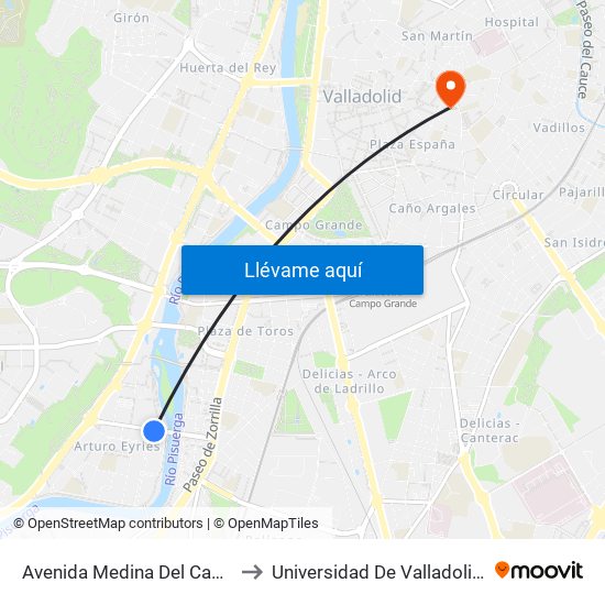 Avenida Medina Del Campo Esquina Barlovento to Universidad De Valladolid - Facultad De Derecho map