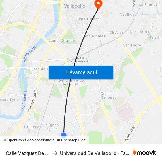 Calle Vázquez De Menchaca 5 to Universidad De Valladolid - Facultad De Derecho map