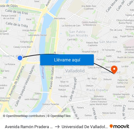 Avenida Ramón Pradera Frente Feria De Valladolid to Universidad De Valladolid - Facultad De Derecho map