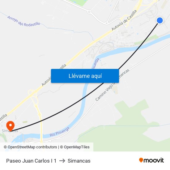Paseo Juan Carlos I 1 to Simancas map