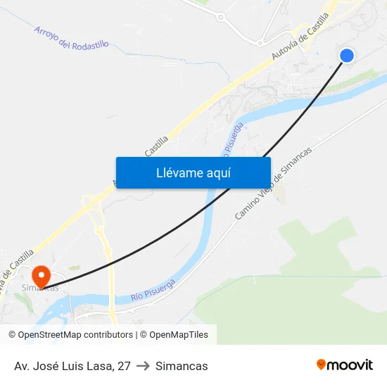 Arroyo De La Encomienda. Av. José Luis Lasa, 27 to Simancas map