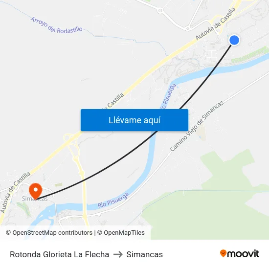 Arroyo De La Encomienda. Rotonda Glorieta La Flecha (C.D. La Vega) to Simancas map