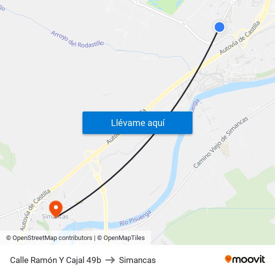 Calle Ramón Y Cajal 49b to Simancas map