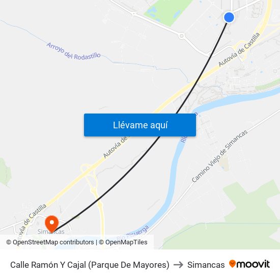 Calle Ramón Y Cajal (Parque De Mayores) to Simancas map