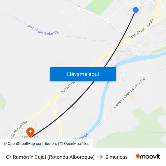 Arroyo De La Encomienda. C/ Ramón Y Cajal (Frente Parque De Mayores) to Simancas map