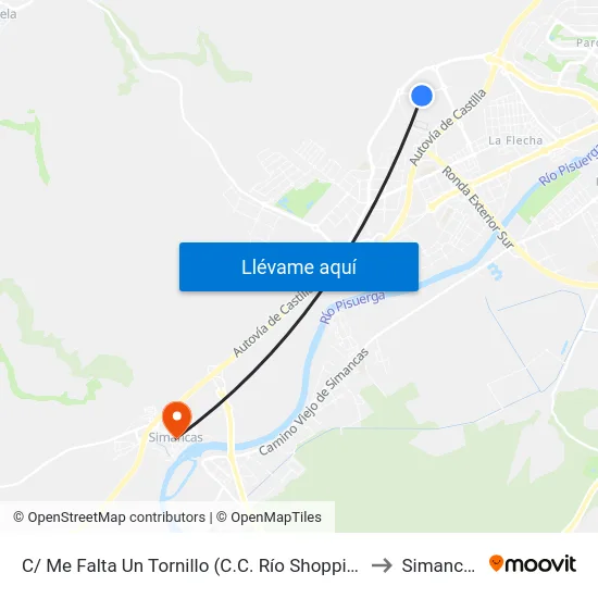Arroyo De La Encomienda. C.C. Río Shopping to Simancas map