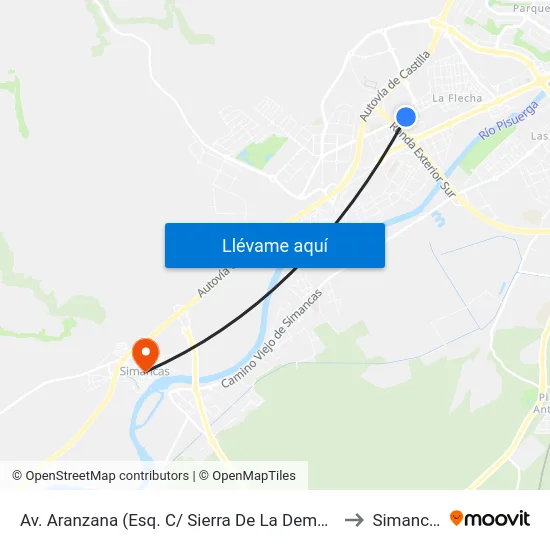 Arroyo De La Encomienda. Av. Aranzana, 9 to Simancas map