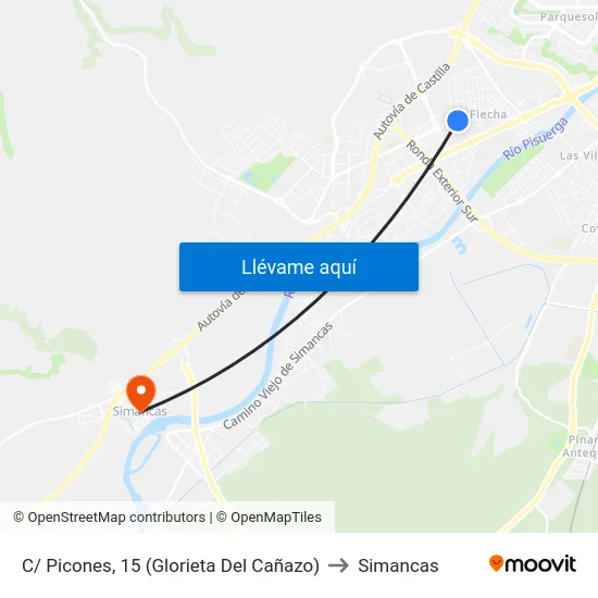 C/ Picones, 15 (Glorieta Del Cañazo) to Simancas map