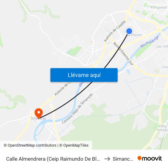 Calle Almendrera (Ceip Raimundo De Blas) to Simancas map