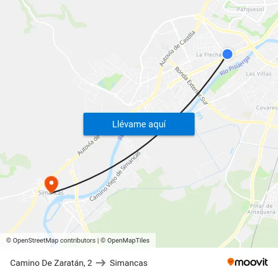 Arroyo De La Encomienda. C.º Zaratán, 2 to Simancas map