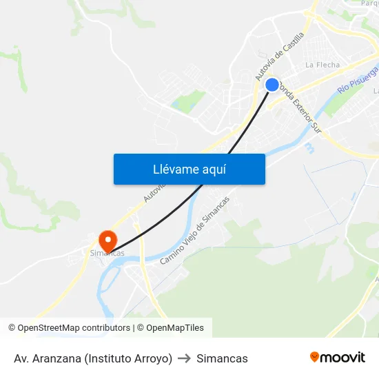 Arroyo De La Encomienda. Av. Aranzana (I.E.S.O. Arroyo) to Simancas map