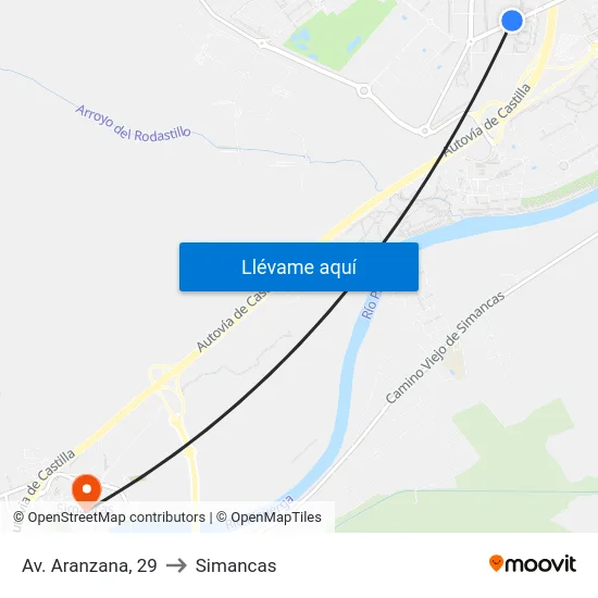 Arroyo De La Encomienda. Av. Aranzana, Frente 29 to Simancas map