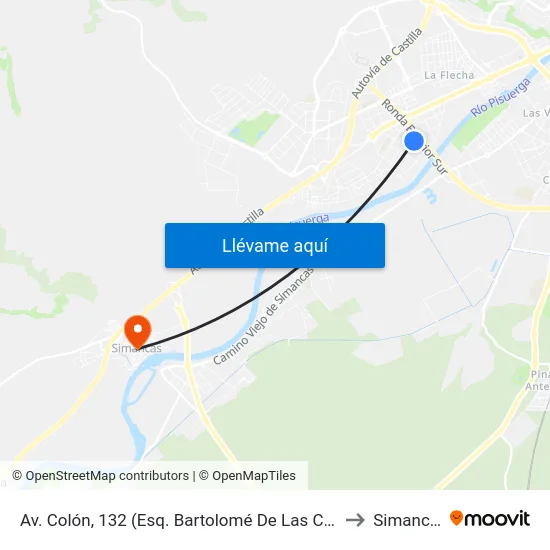 Arroyo De La Encomienda. Av. Colón, 132 to Simancas map