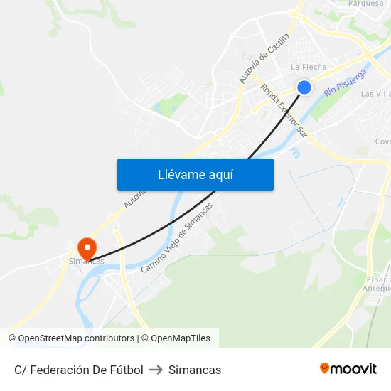 Arroyo De La Encomienda. C/ Cardenal Torquemada to Simancas map