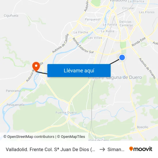 Valladolid. Frente Col. Sª Juan De Dios (N-601) to Simancas map