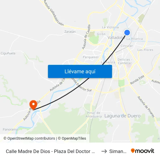 Calle Madre De Dios - Plaza Del Doctor Marañon to Simancas map