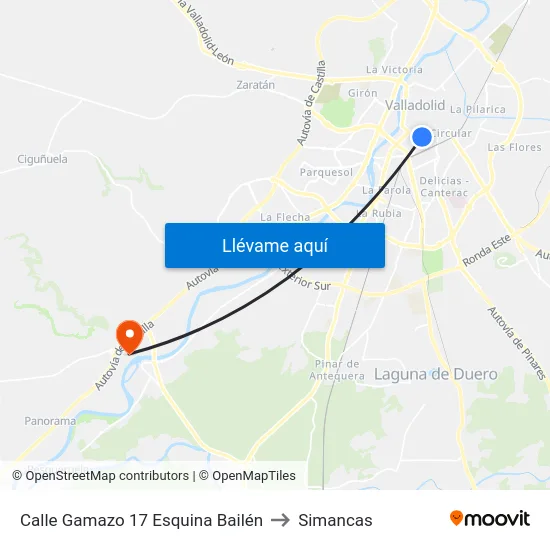 Calle Gamazo 17 Esquina Bailén to Simancas map