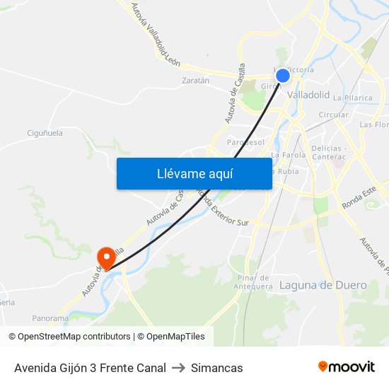 Avenida Gijón 3 Frente Canal to Simancas map